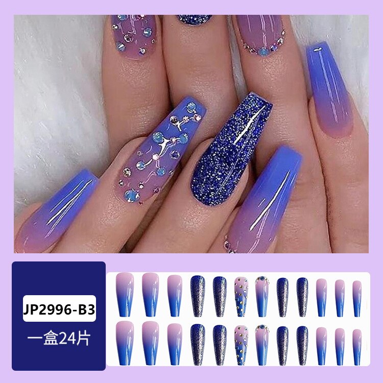 Kit de 24 Ongles Artificiels avec Strass Amovibles