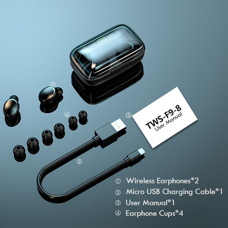 TWS Bluetooth 5.0 écouteurs 2200mAh boîte de charge sans fil.